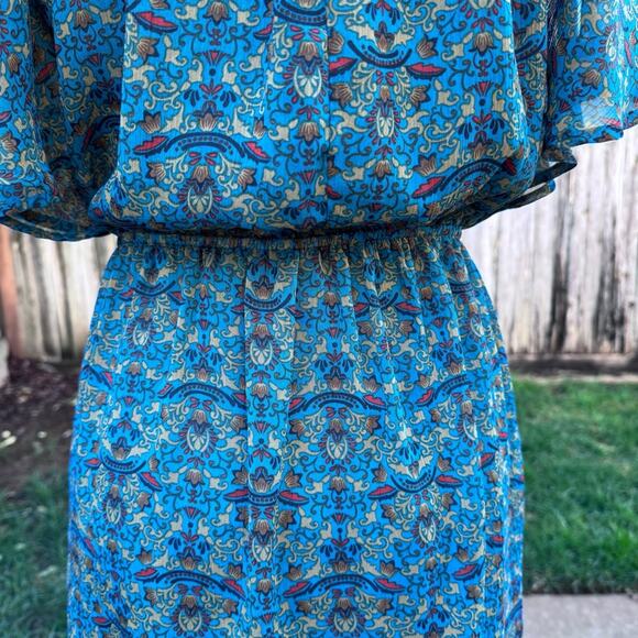 Xhilaration Dress Blue Lace Floral Paisley Bat Wing Women's Size Small - Picture 8 of 12